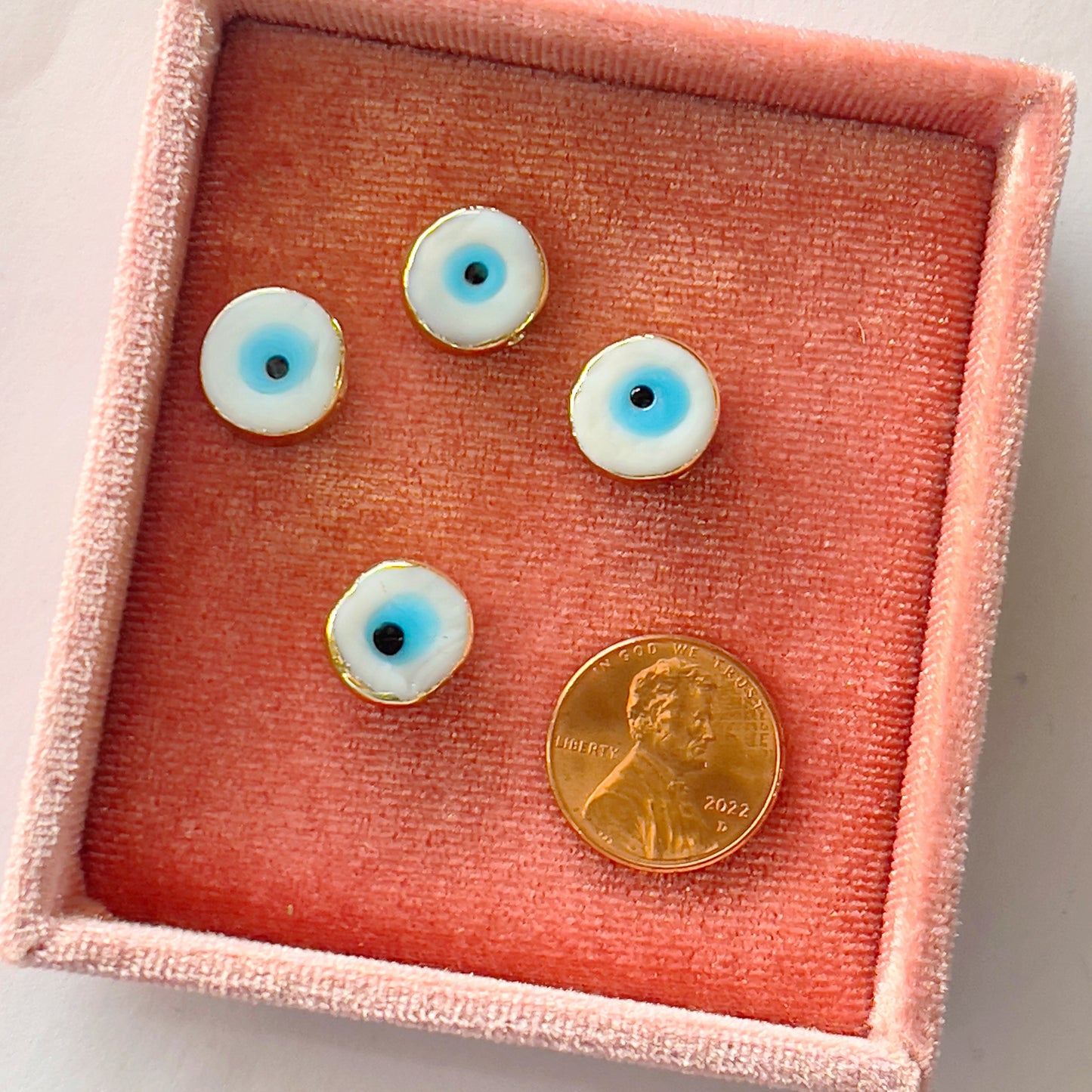 White Glass Evil Eye bead
