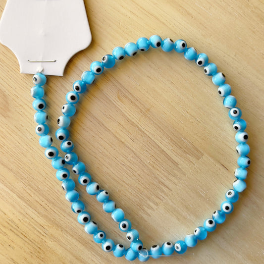Light Blue Round Evil Eye 6mm